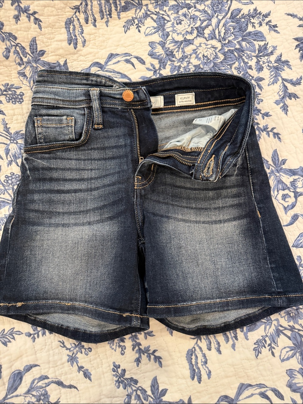 KanCan Kurvy Ultra High Rise Dark Wash Denim Shorts - Women - Picture 7 of 7